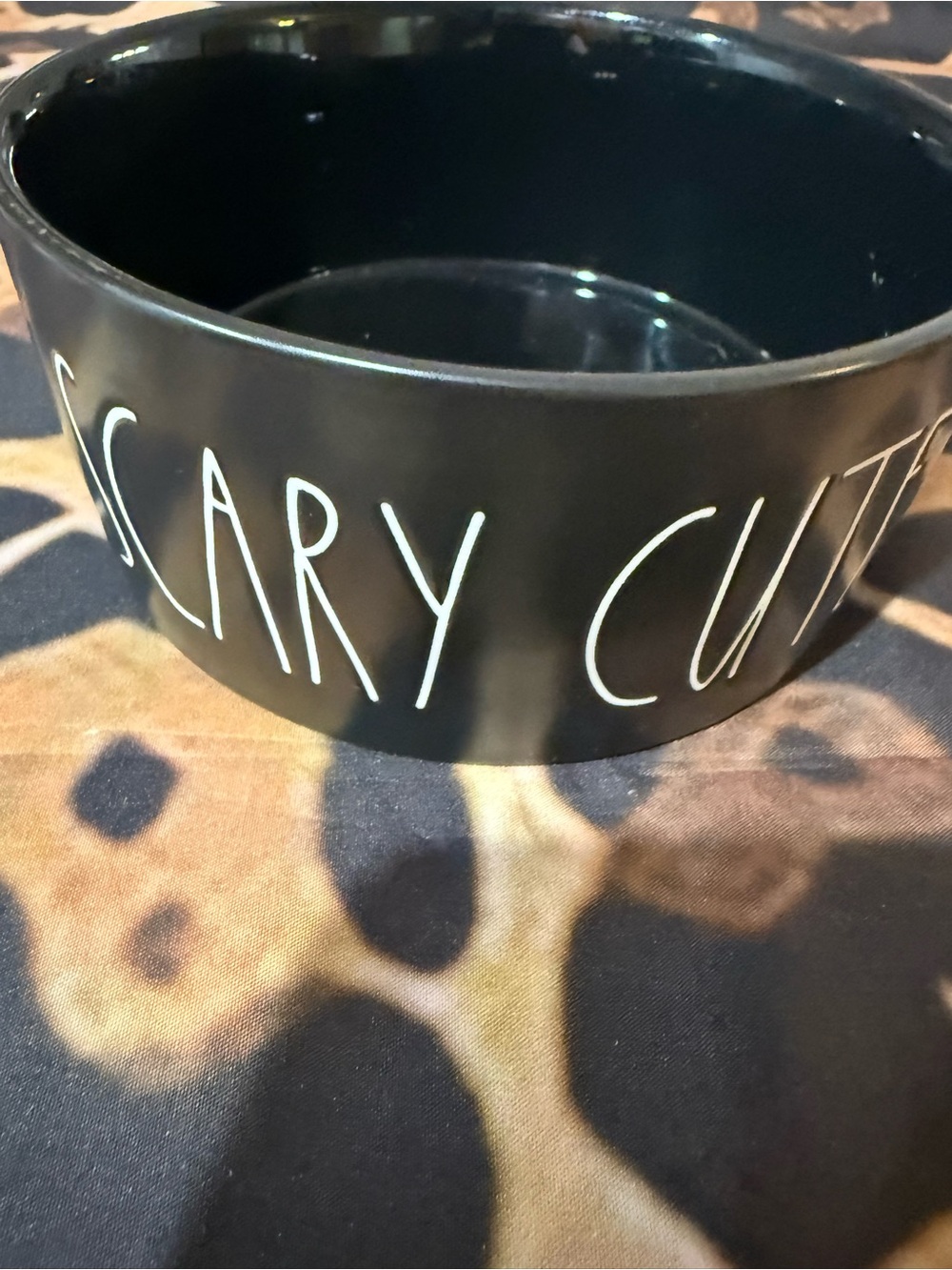 Black Ceramic - Pet Bowl with Scary Cute in white lettering